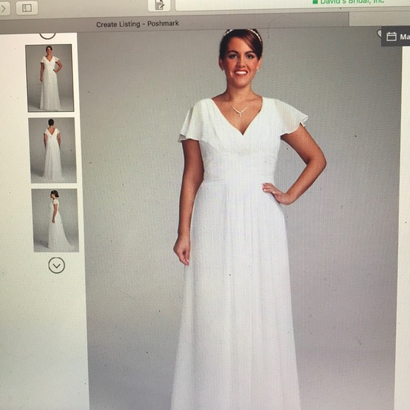 David's Bridal Dresses & Skirts - As-Is Flutter Sleeve Wedding Dress